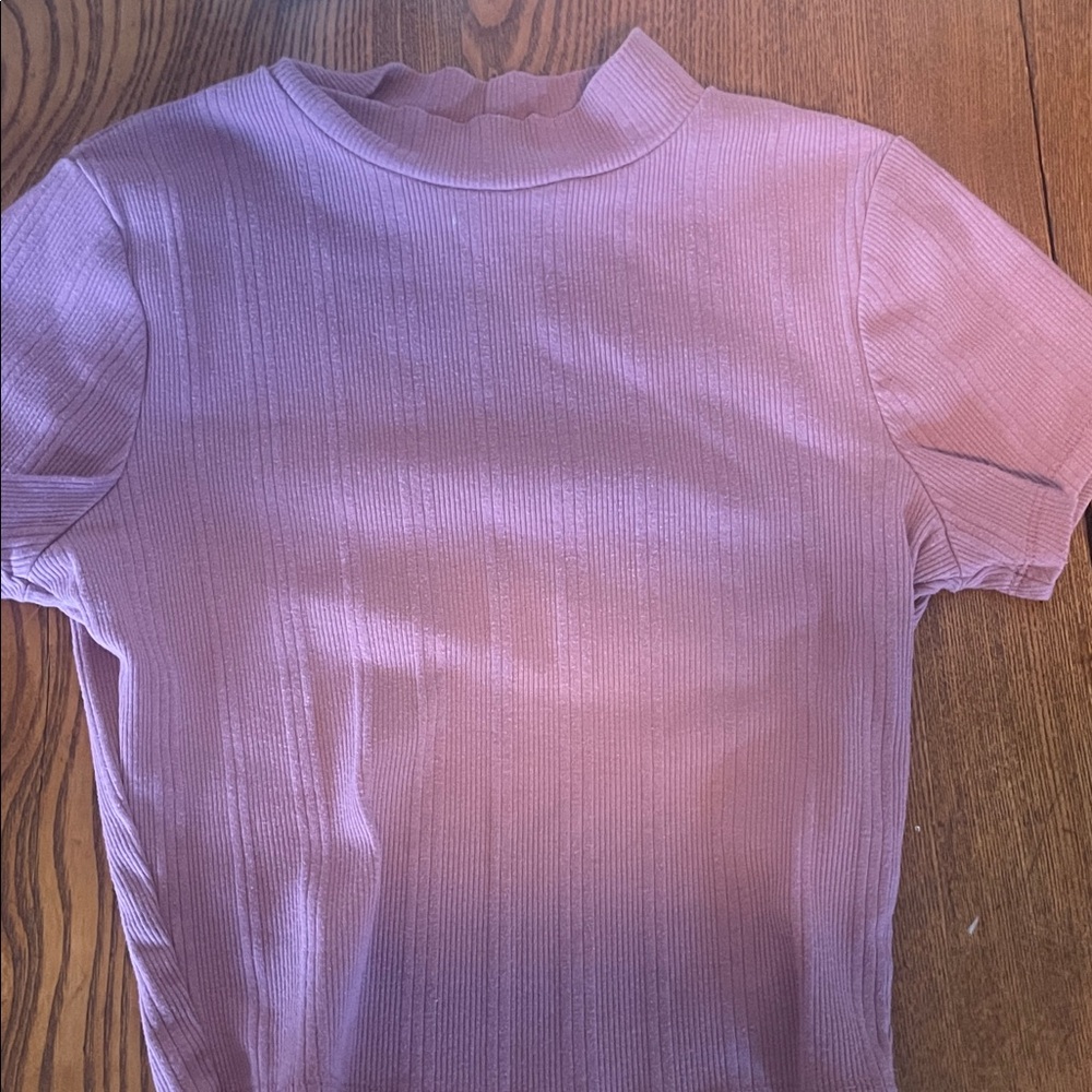 Bozzolo Lavender Mock Neck Short Sleeve Top